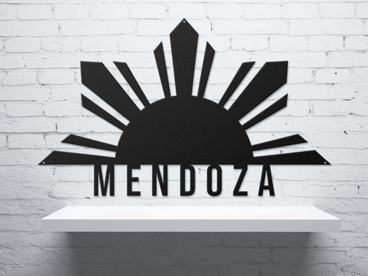 Custom Name Half Sun Wall Sign