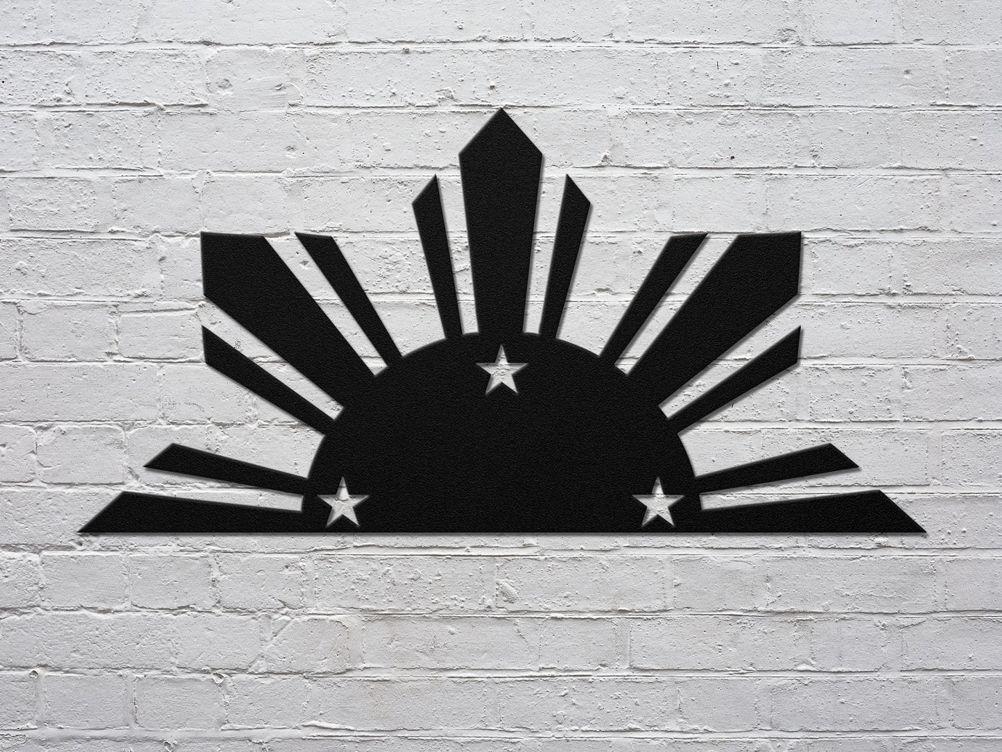 Sun With Three Stars Metal Wall Art