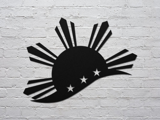 Sun With Star Wall Art, Filipino Art Metal Sign