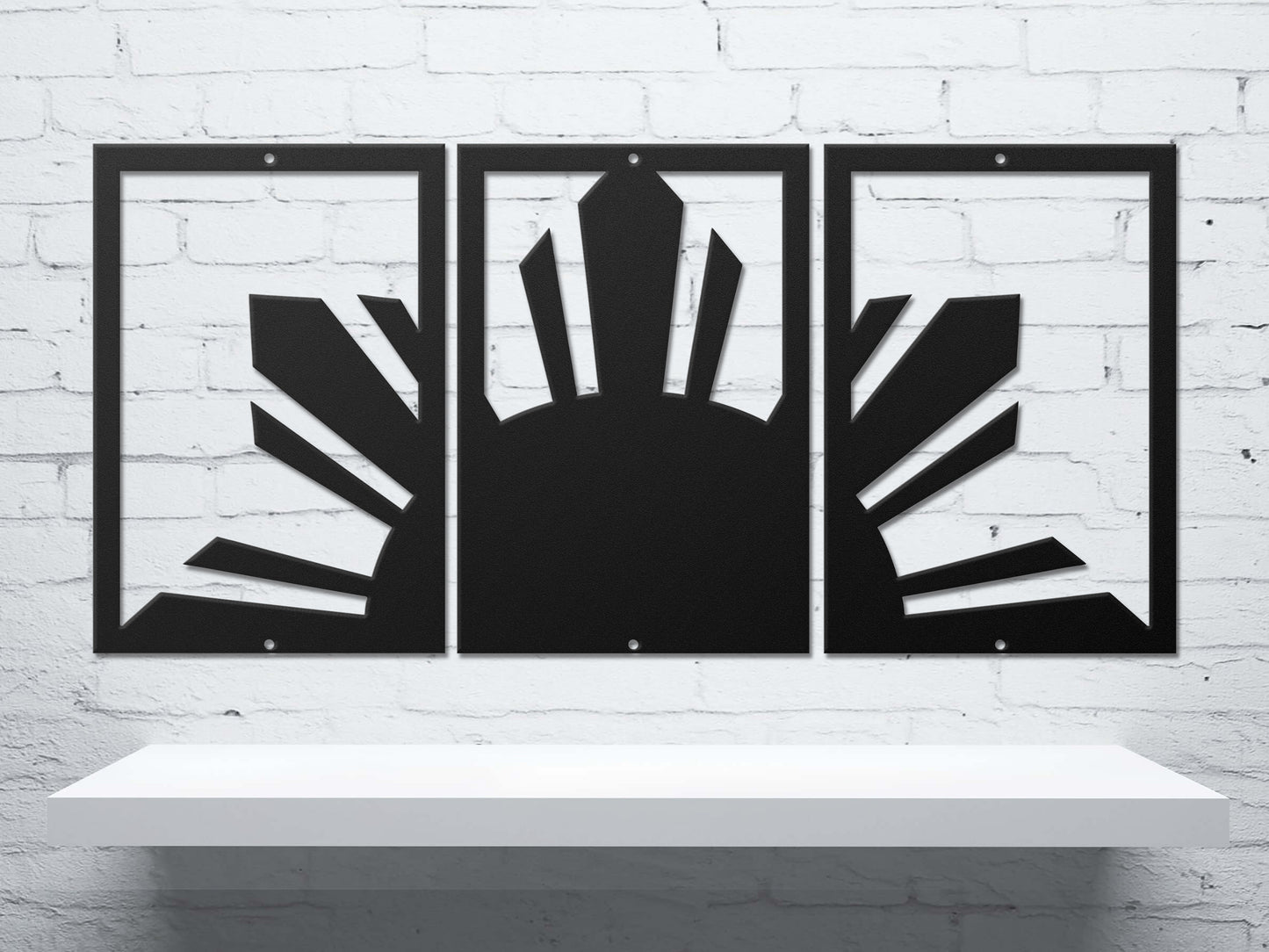 3 Panel Sun Symbol Metal Wall Art