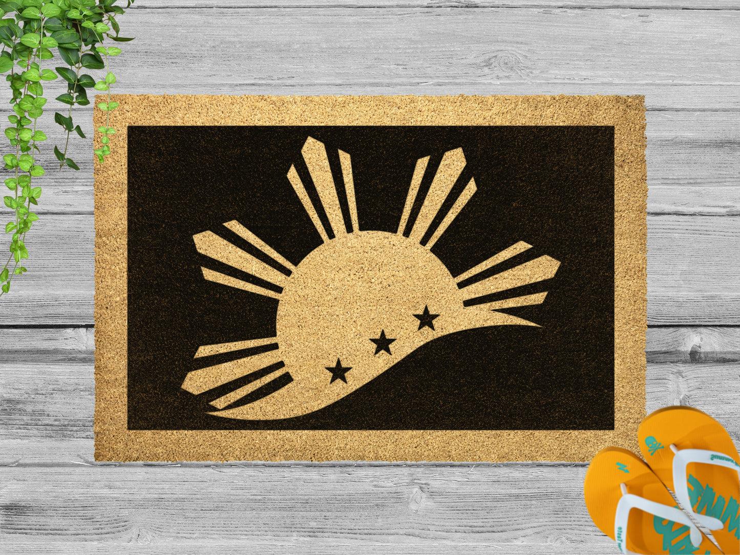 Sun With 3 Stars Coir Doormat